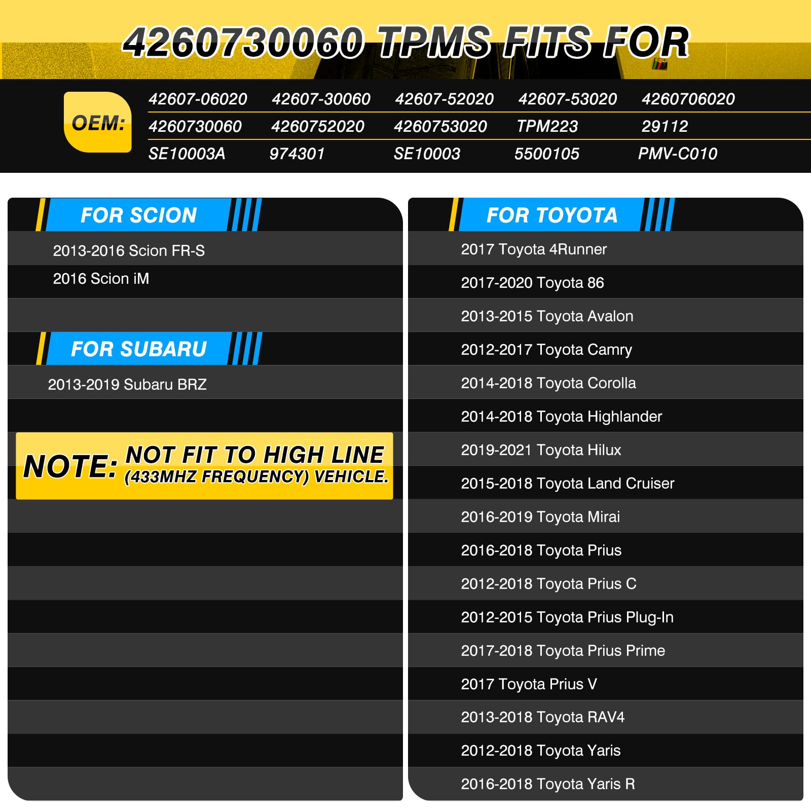 ACLONG TPMS Tire Pressure Sensor fit for Toyota Camry Prius Corolla RAV4 Highlander Avalon Yaris Hilux Land Cruiser, 315MHz Tire